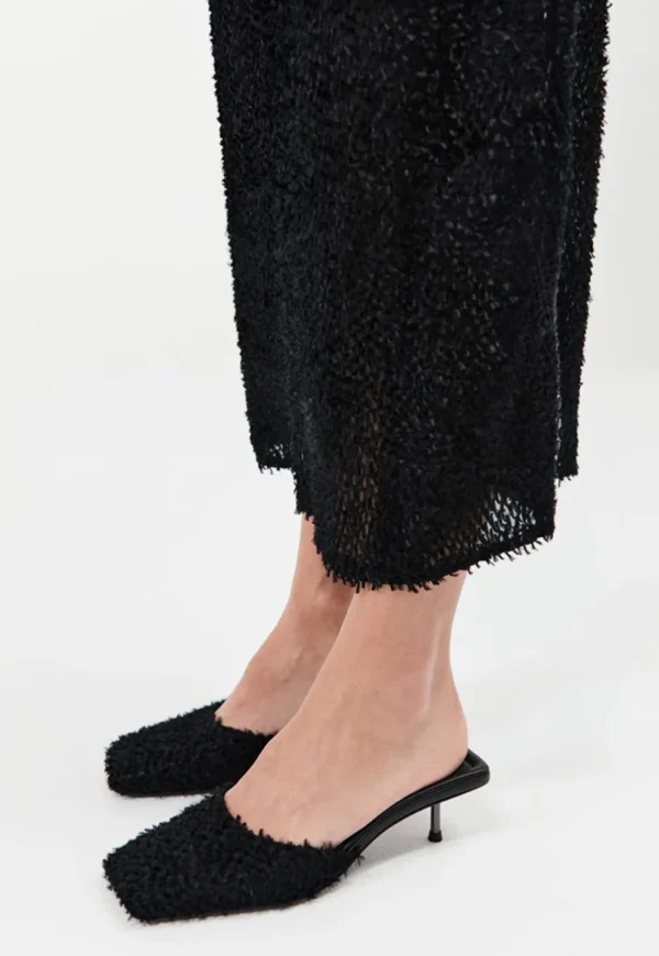 Best Feathered Square Toe Heel - Black Women Footwear | Heels