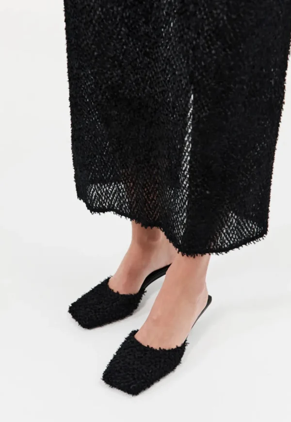 Best Feathered Square Toe Heel - Black Women Footwear | Heels