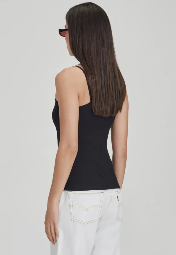 Clearance Fitted Asym Tank - Black Women Tops & Tees