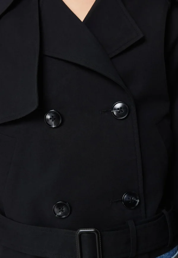 Clearance Franklin Cropped Trench - Black Women Blazers & Jackets