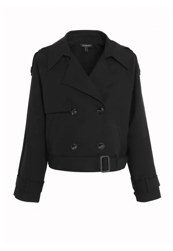 Clearance Franklin Cropped Trench - Black Women Blazers & Jackets