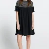 Hot Gaia Smocked Mini Dress - Black/Off White Women Dresses