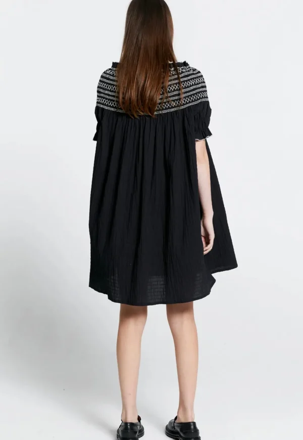 Hot Gaia Smocked Mini Dress - Black/Off White Women Dresses