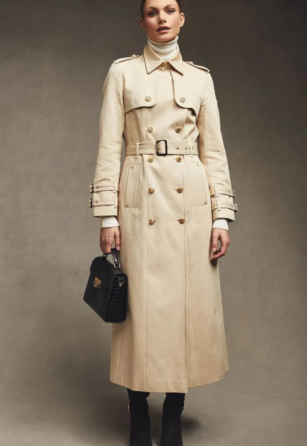 Outlet Gatcombe Full Length Trench Coat - Stone Women Coats