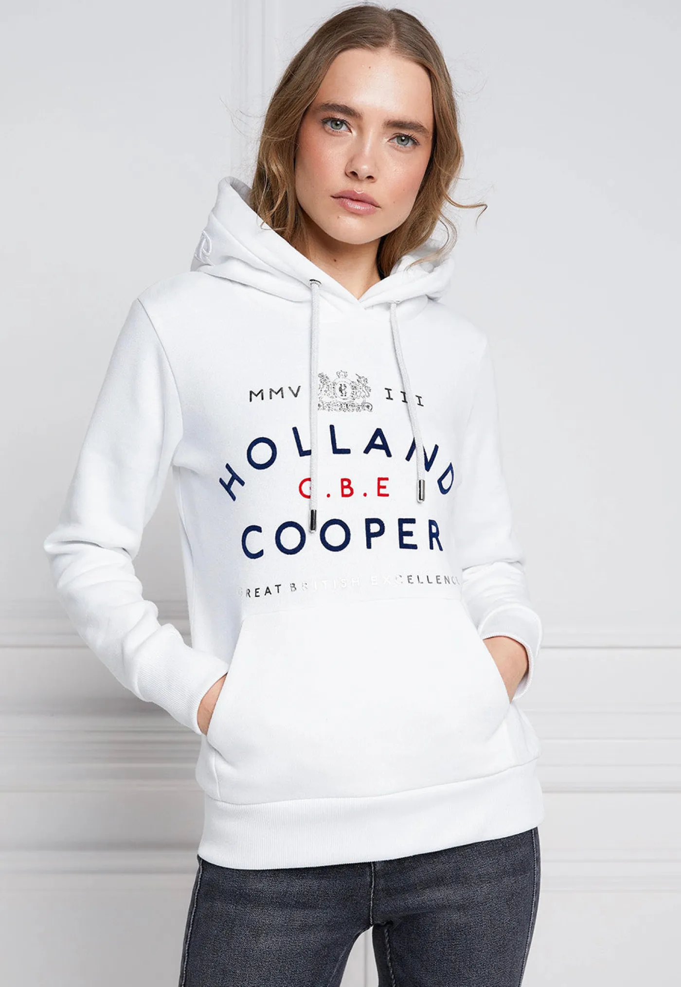 gbe_flock_logo_hoodie__op_0.webp Sale GBE Flock Logo Hoodie - Optic White Women Sweaters & Hoodies