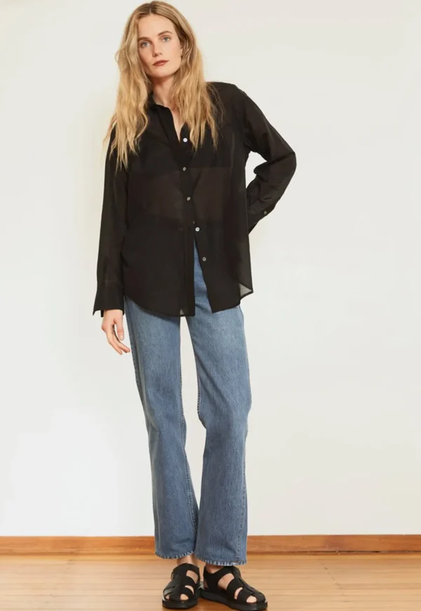 Outlet Gentleman Classic Shirt -Black Liberty Women Tops & Tees