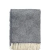 Outlet Gooseye Lambswool Throw - Smokey Blue Cushions & Throws
