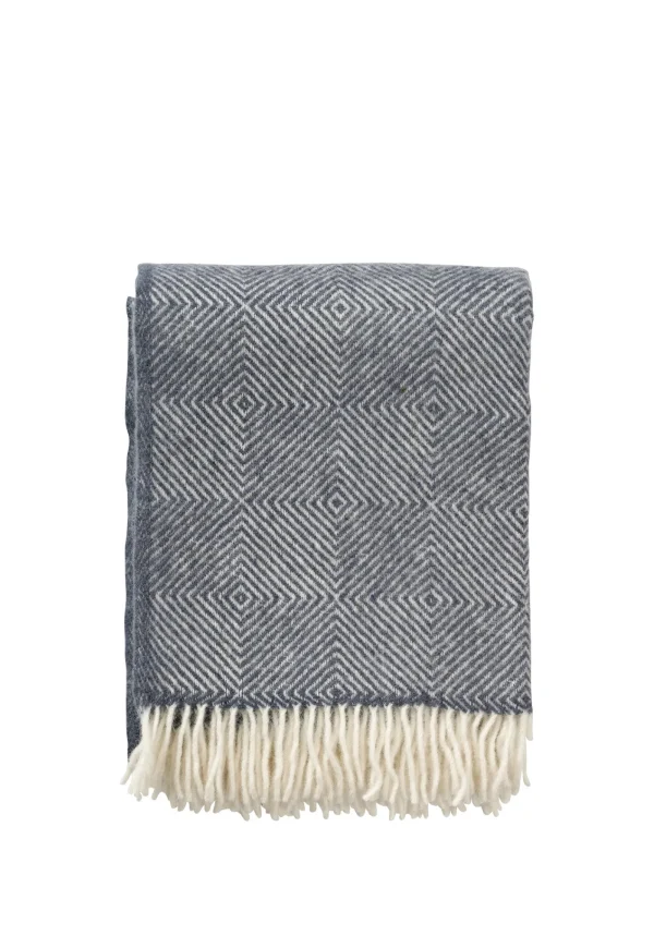 Outlet Gooseye Lambswool Throw - Smokey Blue Cushions & Throws