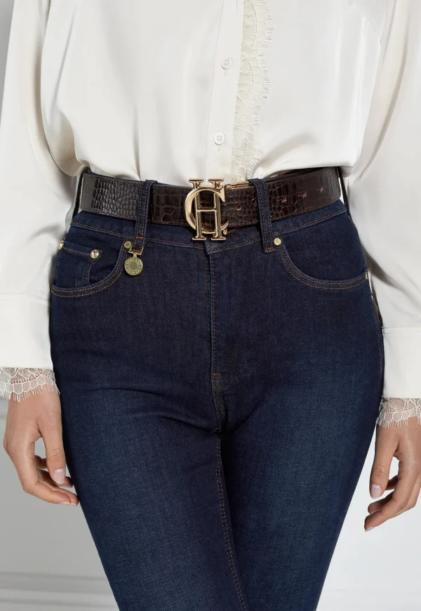 Outlet HC Classic Reversible Belt - Burnt Orange/Chocolate Croc Women Belts | Belts