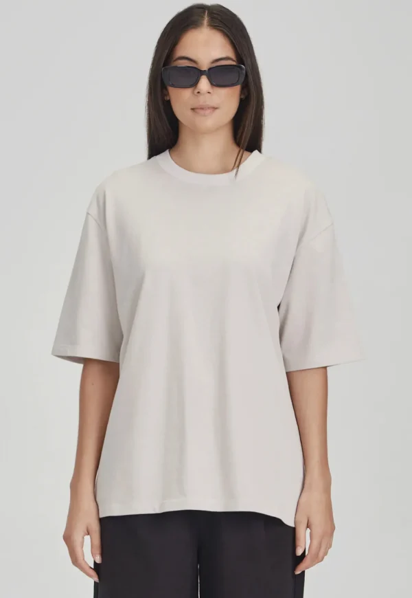 Fashion Heavy Longline Tee - Pumice Women Tops & Tees
