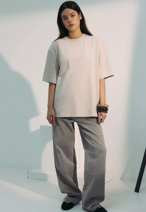 Fashion Heavy Longline Tee - Pumice Women Tops & Tees