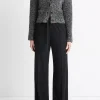 Clearance Herringbone Textured Cardi Jacket - Black/Off White Women Blazers & Jackets