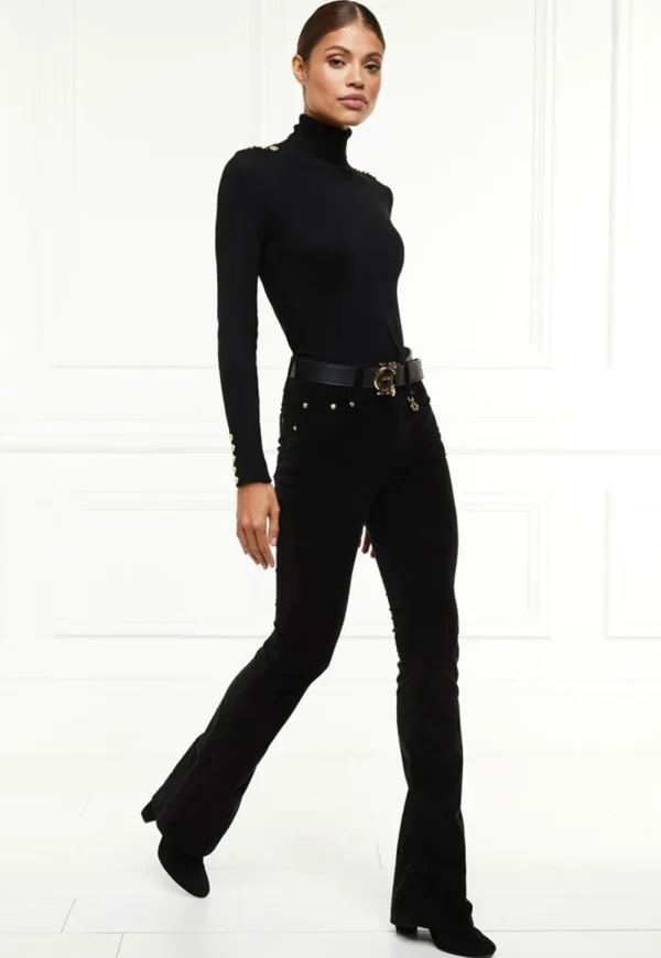 Hot High Rise Velvet Flare - Black Women Denim
