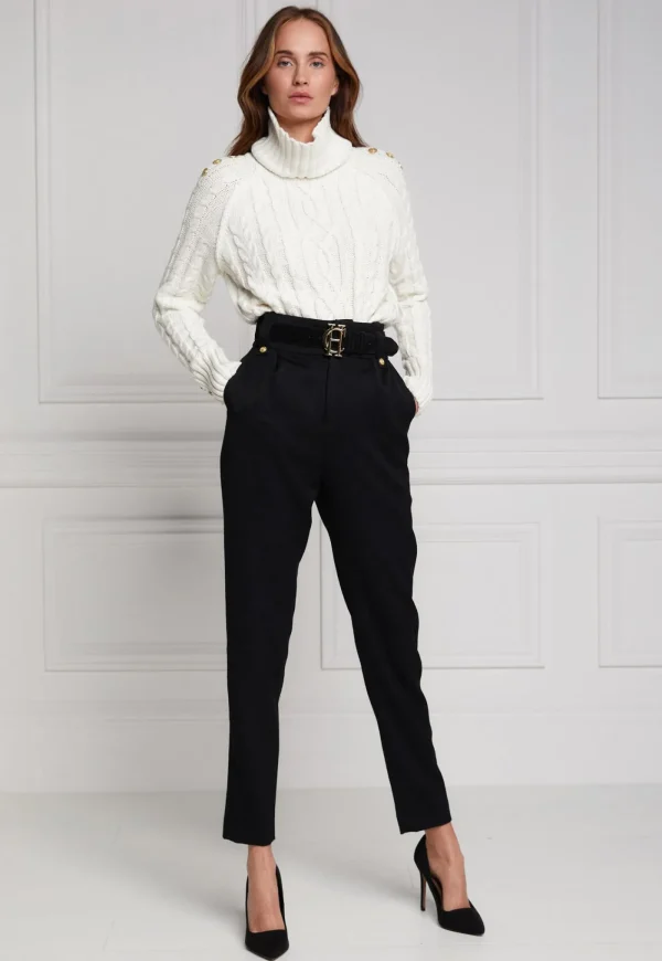 Discount High Waisted Peg Trouser - Black Barathea Women Pants