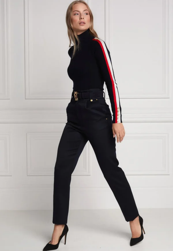 Outlet High Waisted Peg Trouser - Navy Barathea Women Pants