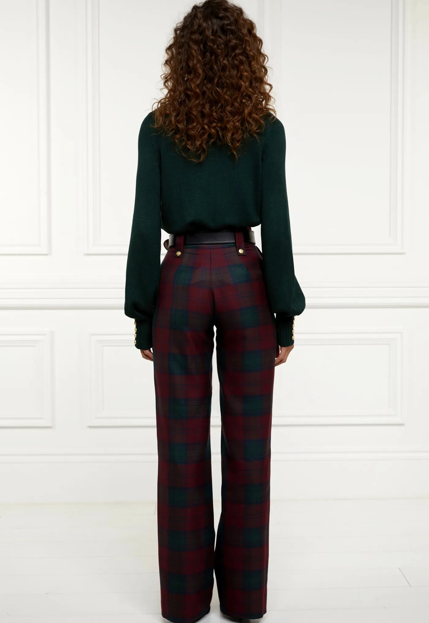 high_waisted_straight_tro_4.webp Hot High Waisted Straight Trouser - Mulberry Tartan Women Pants