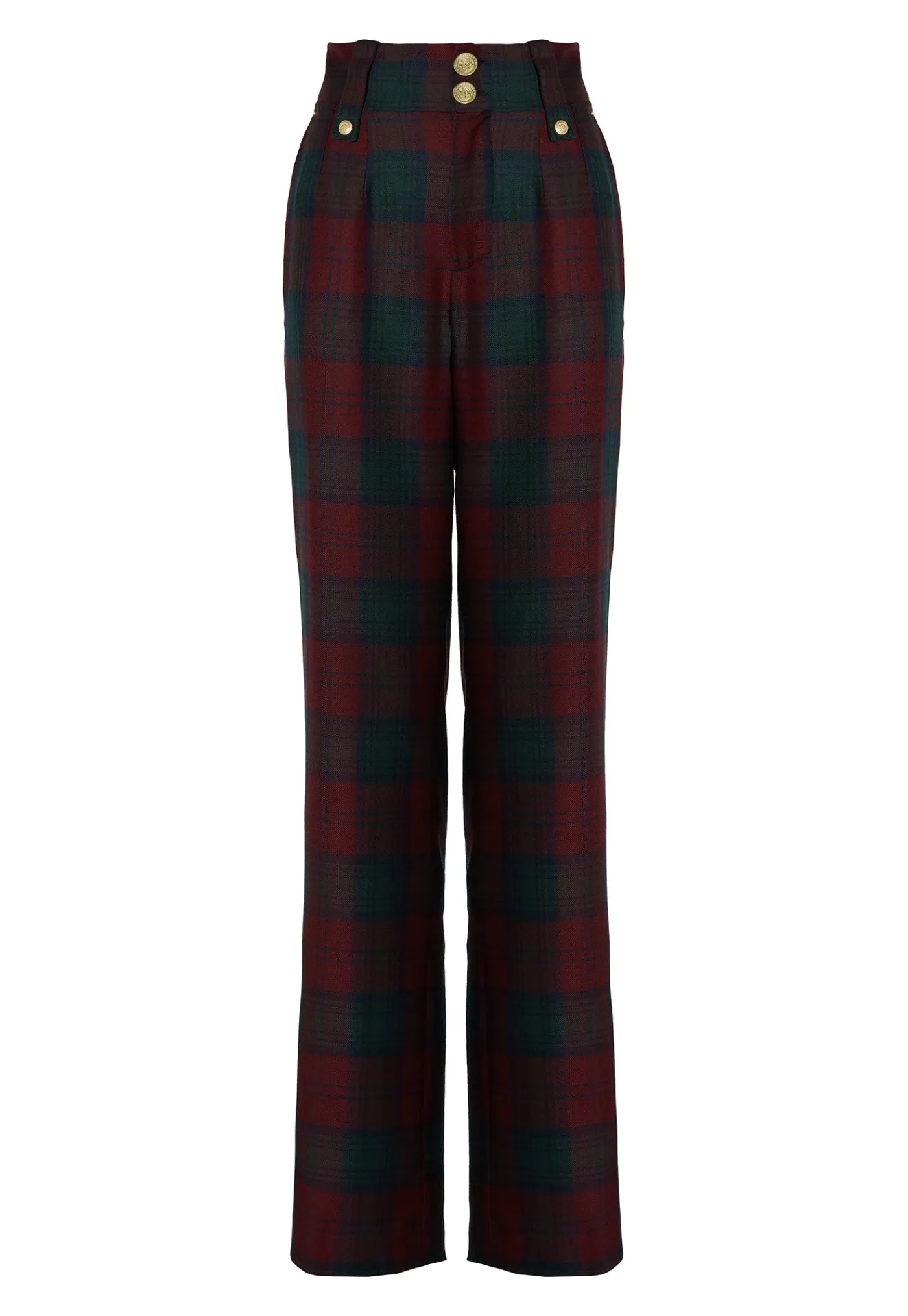 high_waisted_straight_tro_5.webp Hot High Waisted Straight Trouser - Mulberry Tartan Women Pants