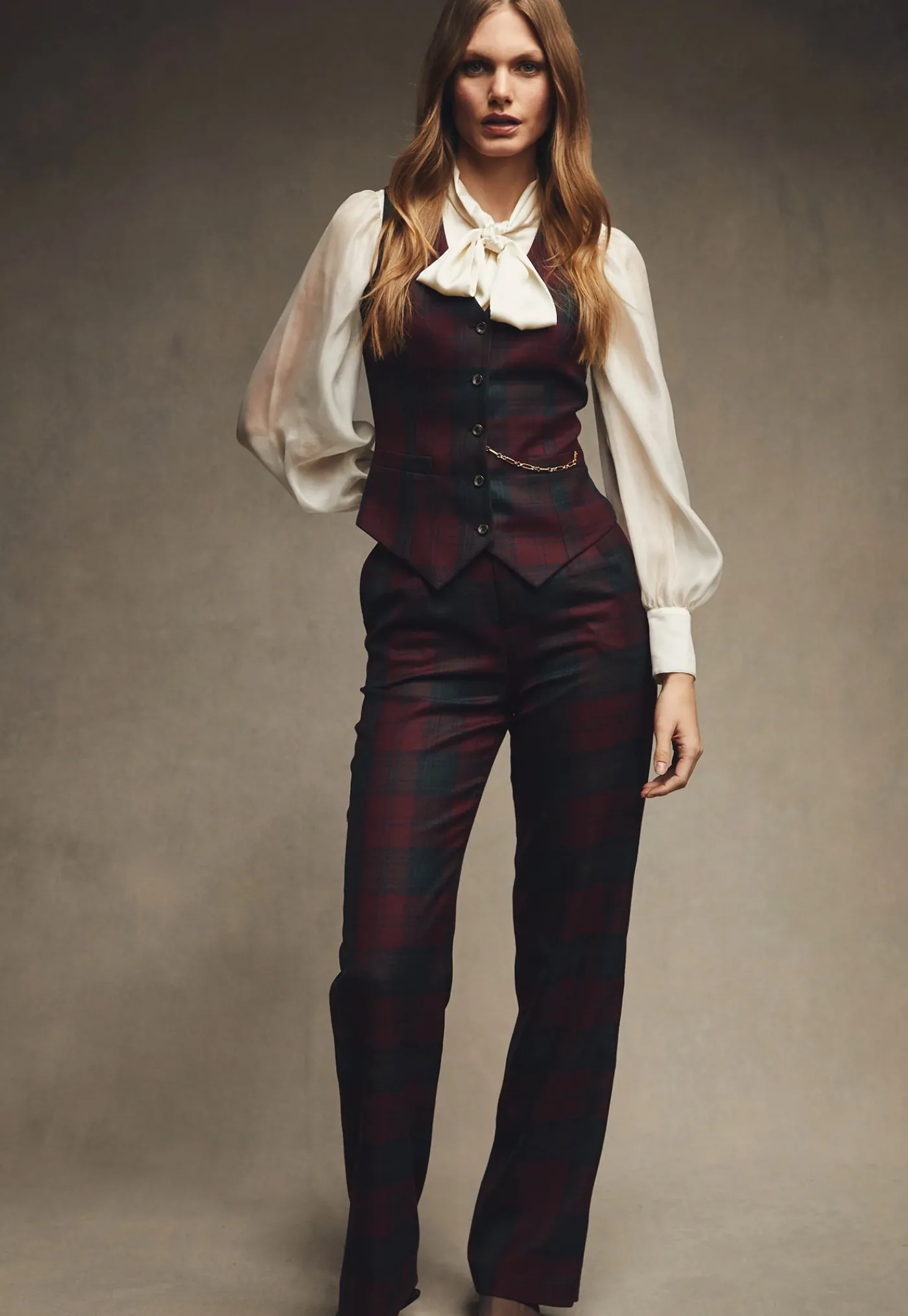 high_waisted_straight_tro_8.webp Hot High Waisted Straight Trouser - Mulberry Tartan Women Pants