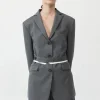 Best Homme Belted Blazer - Pewter Grey Women Blazers & Jackets