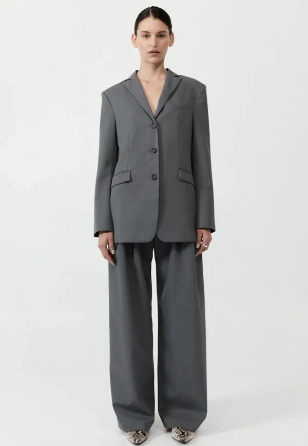 Best Homme Belted Blazer - Pewter Grey Women Blazers & Jackets