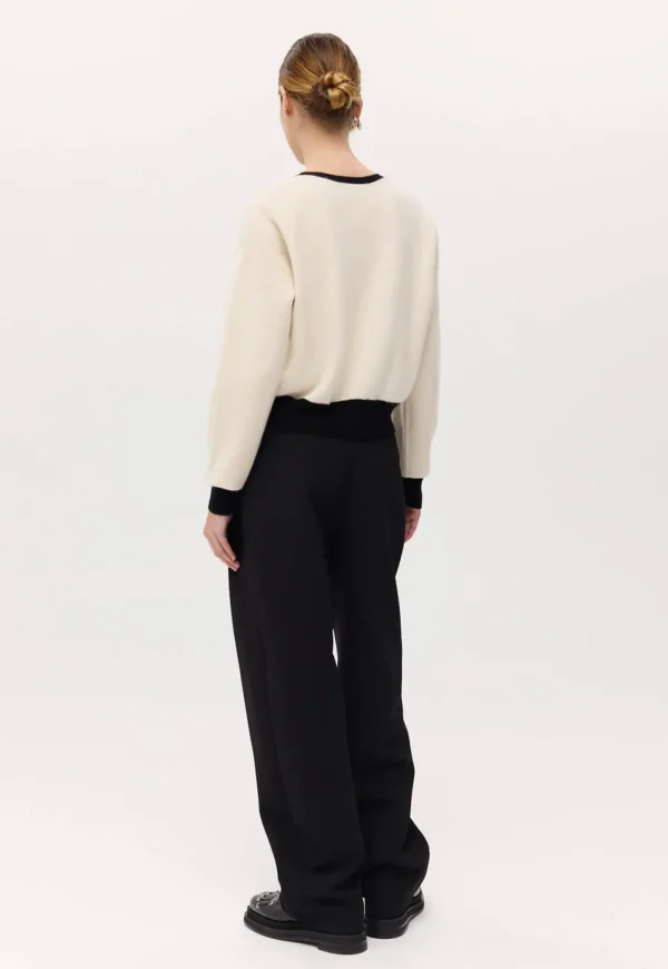 Online Hoppen Cardigan - Cream & Black Women Knitwear