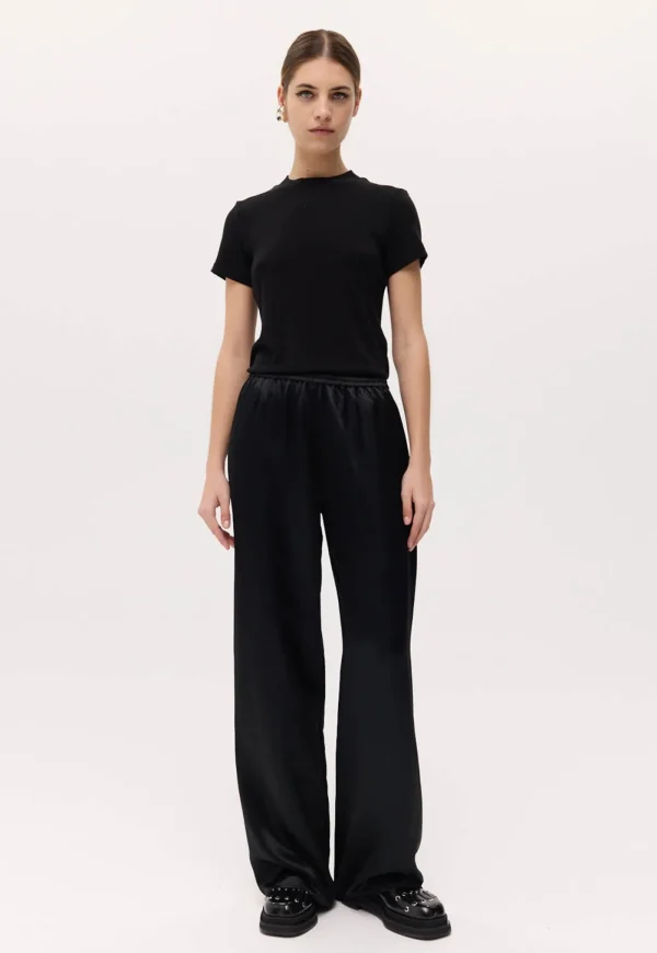 Clearance Irving Trouser - Black Satin Women Pants