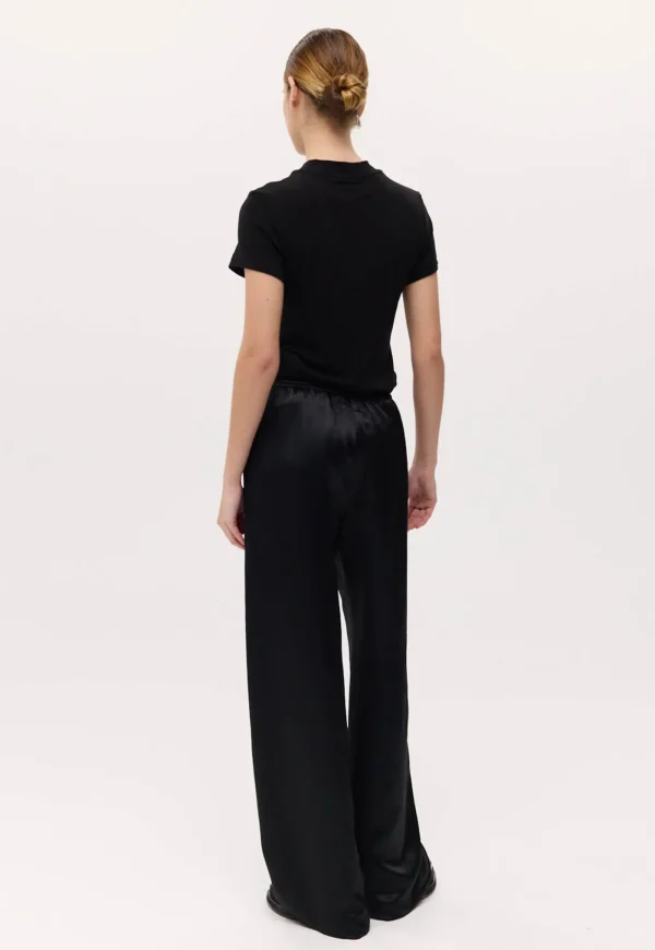 Clearance Irving Trouser - Black Satin Women Pants