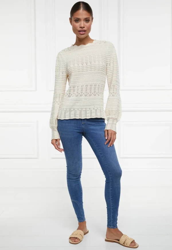 Outlet Kelsie Pointelle Knit - Almond Women Tops & Tees