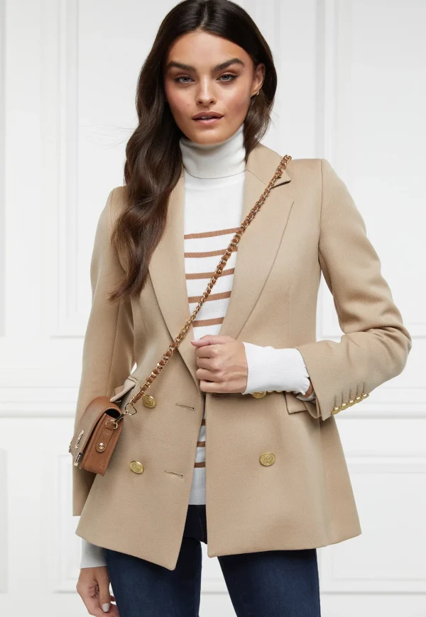 Best Kelsie Roll Neck Knit - Natural Camel Stripe Women Tops & Tees