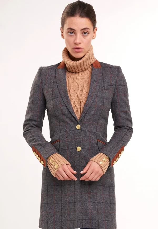 Online Kempton Coat - Mid Blue Check Women Coats