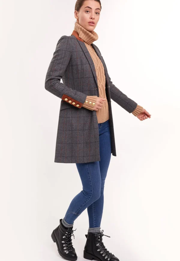 Online Kempton Coat - Mid Blue Check Women Coats