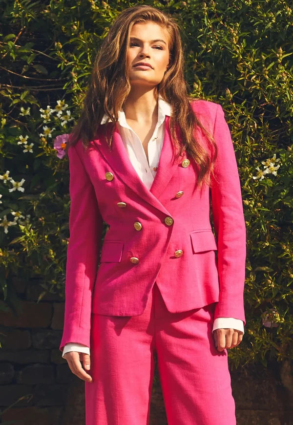 Online Knightsbridge Linen Blazer - Hot Pink Women Blazers & Jackets