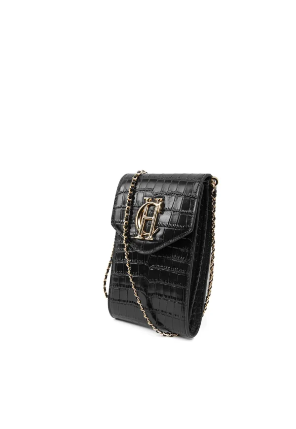 Discount Knightsbridge Phone Pouch - Black Croc Women Bags | Bags