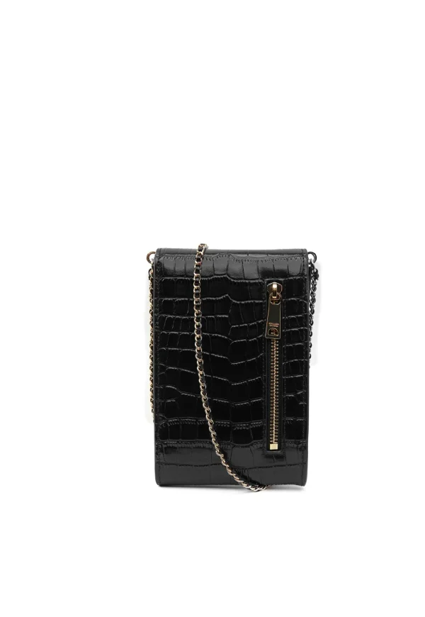 Discount Knightsbridge Phone Pouch - Black Croc Women Bags | Bags
