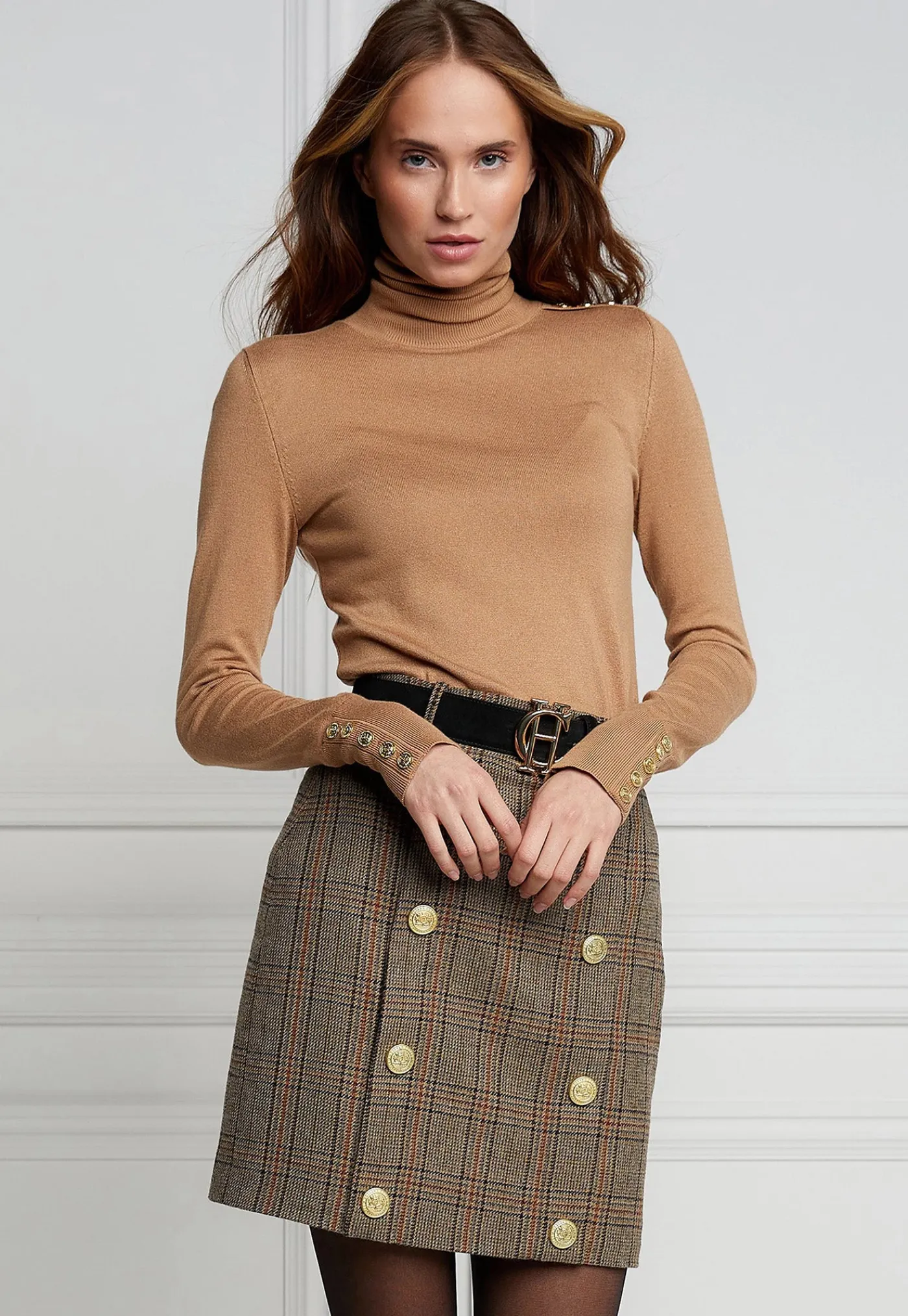 knightsbridge_skirt__bour_0.webp Sale Knightsbridge Skirt - Bourbon Tweed Women Skirts