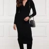 Hot Knitted Shirt Dress - Black Women Dresses