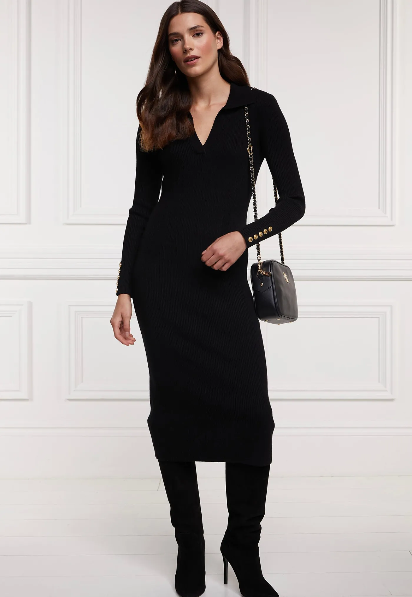 knitted_shirt_dress__blac_0.webp Hot Knitted Shirt Dress - Black Women Dresses