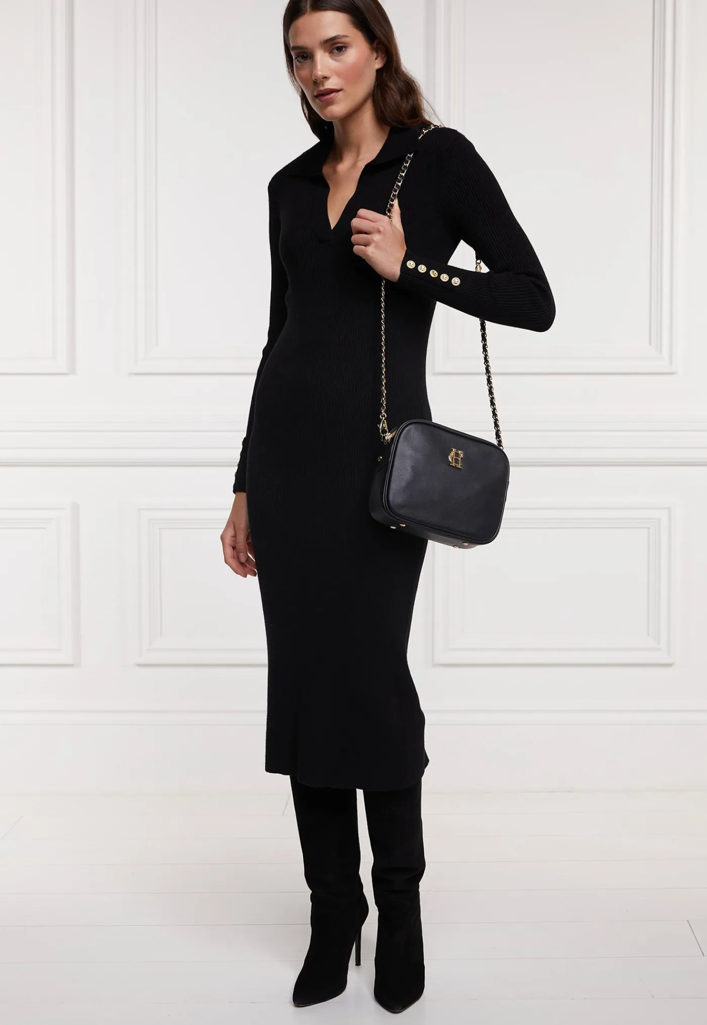 knitted_shirt_dress__blac_2.webp Hot Knitted Shirt Dress - Black Women Dresses