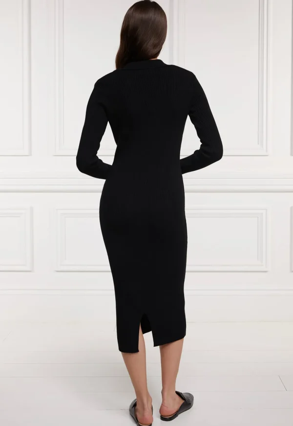 Hot Knitted Shirt Dress - Black Women Dresses
