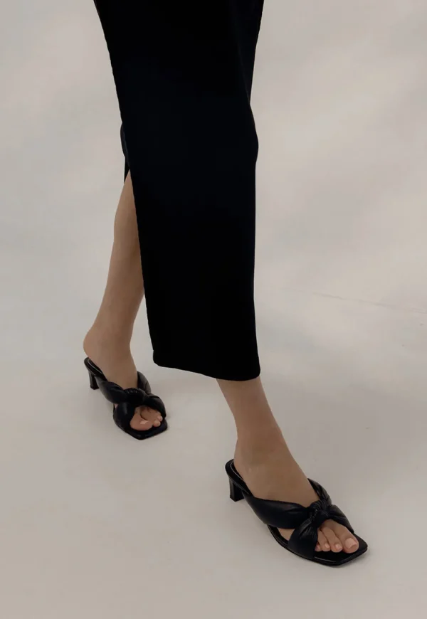 Hot Knotted Mule - Black Women Footwear | Heels