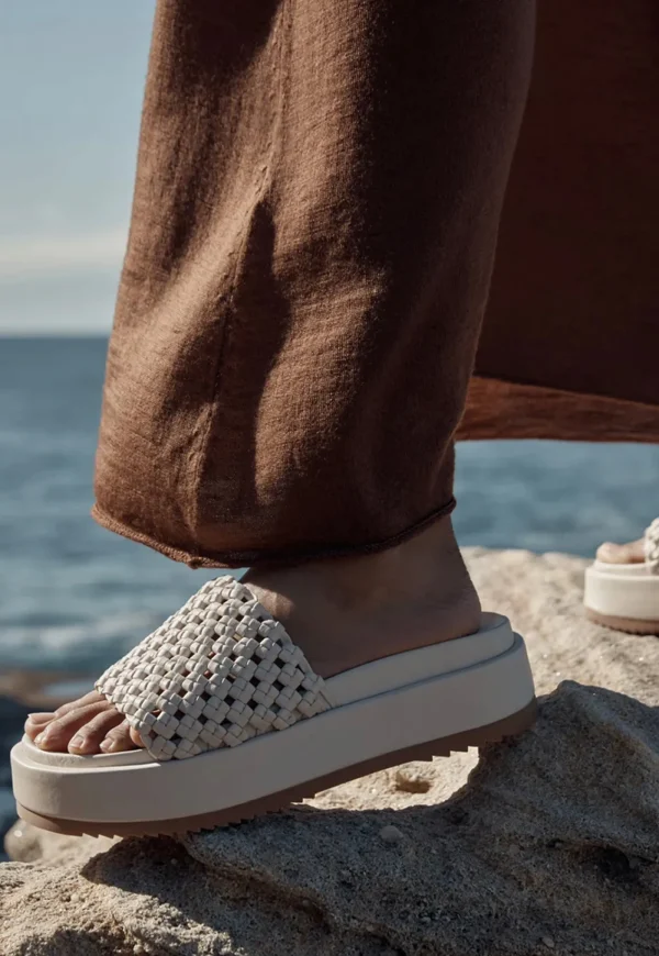 New Knotted Platform Slide - Milk Women Footwear | Slides & Sandals