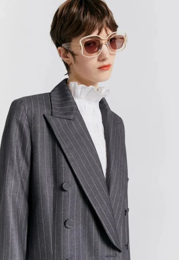 Hot Kyoto Double Breasted Jacket - Charcoal Pinstripe Women Blazers & Jackets