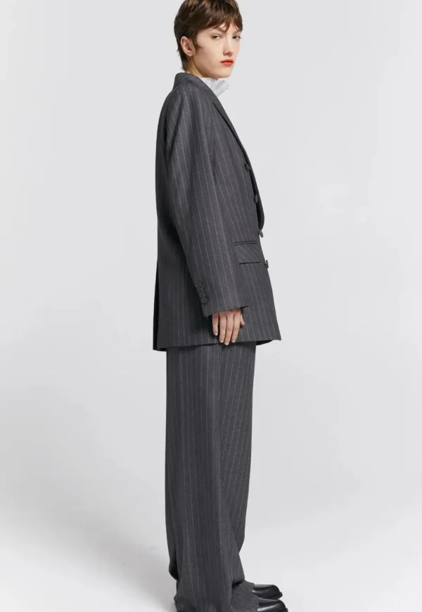 Hot Kyoto Double Breasted Jacket - Charcoal Pinstripe Women Blazers & Jackets