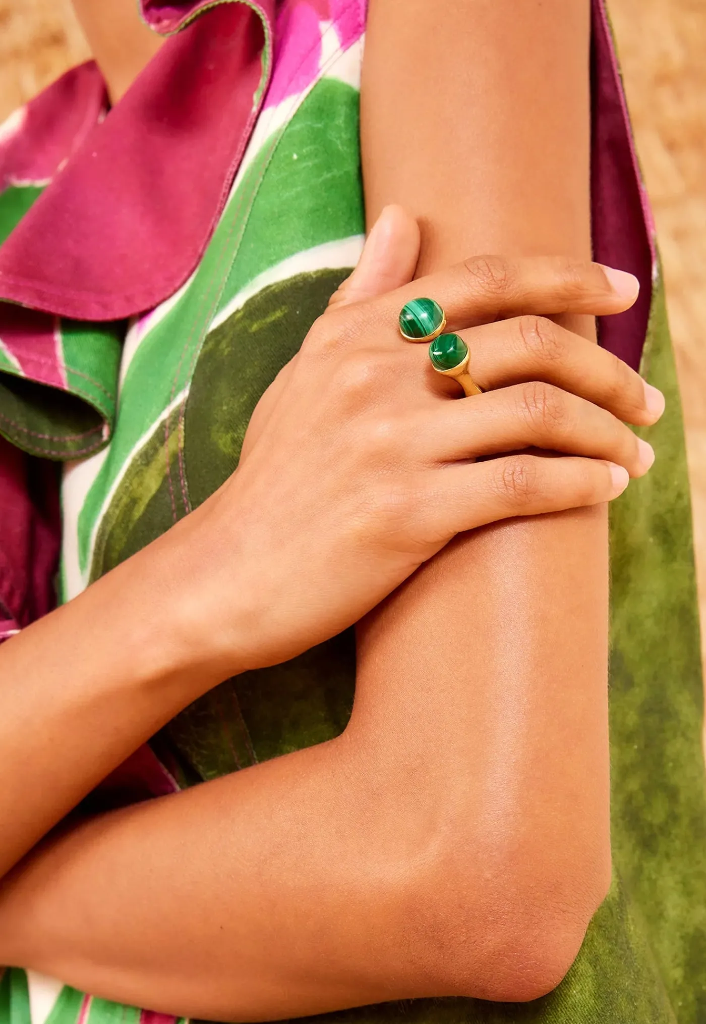 lali_double_stone_ring__m_1.webp Outlet Lali Double Stone Ring - Malachite Women Jewellery | Jewellery