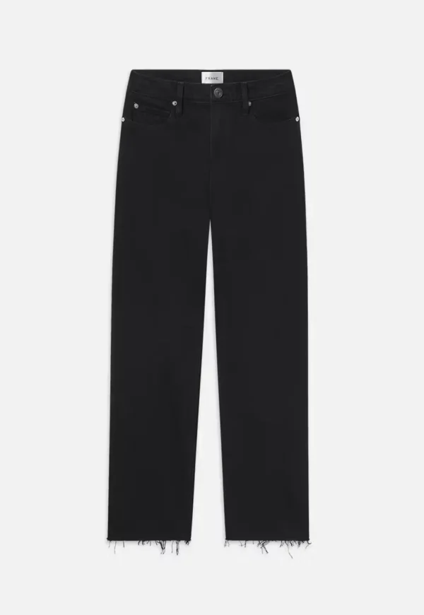 Best Le Jane Crop Raw Fray - Black Women Denim
