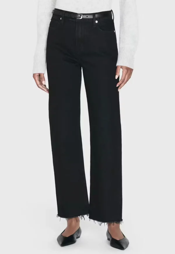 Best Le Jane Crop Raw Fray - Black Women Denim