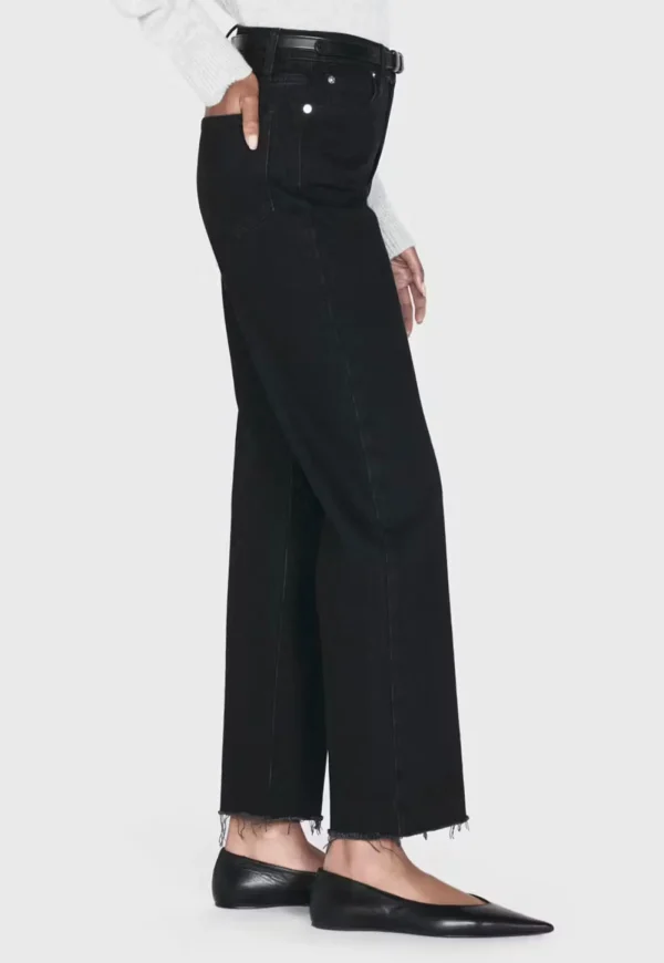 Best Le Jane Crop Raw Fray - Black Women Denim