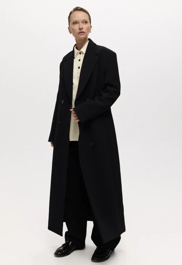 Best Long Egon Coat - Black Women Coats