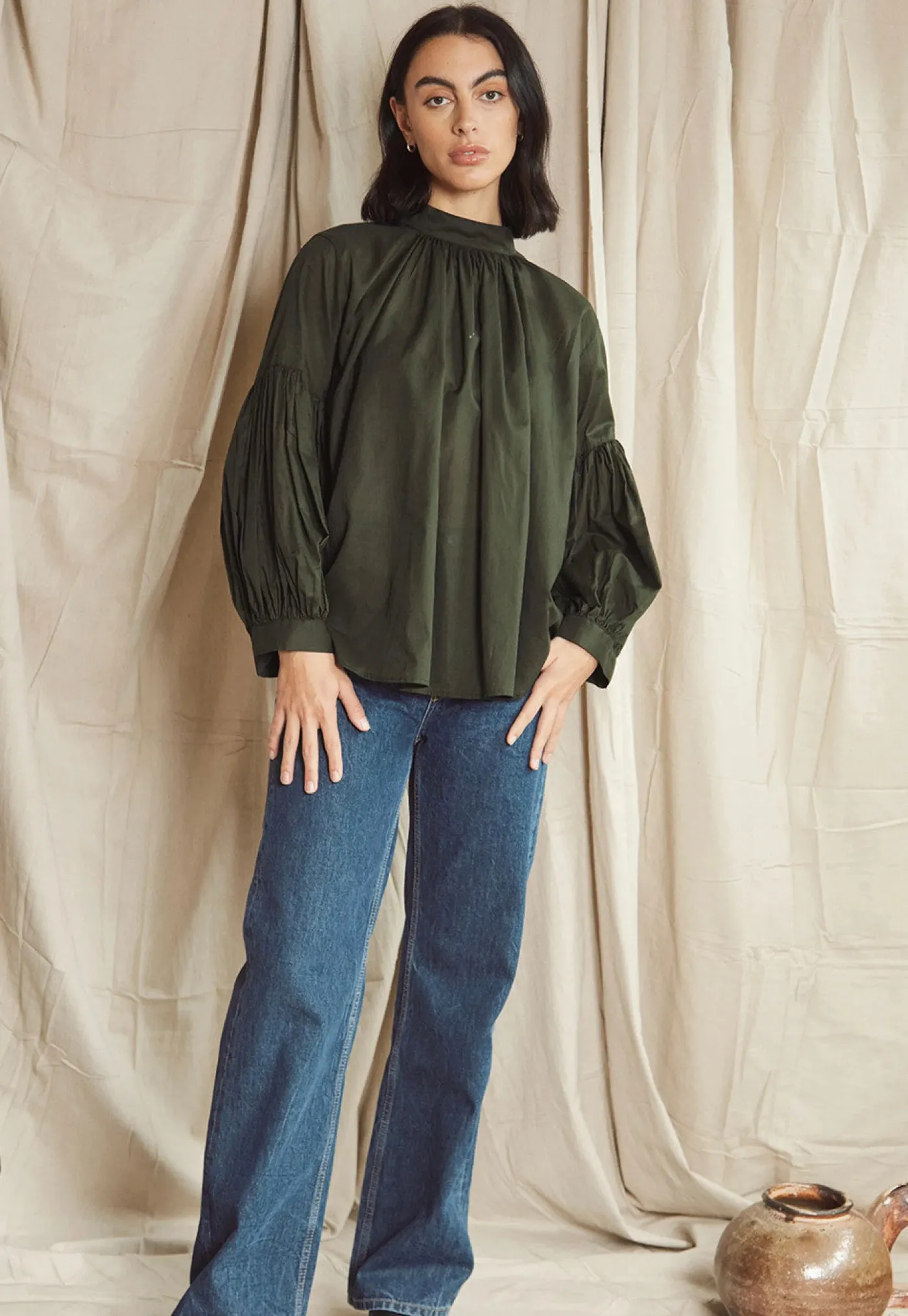 long_preacher_top__jungle_0.webp Sale Long Preacher Top - Jungle Cotton Voile Women Tops & Tees