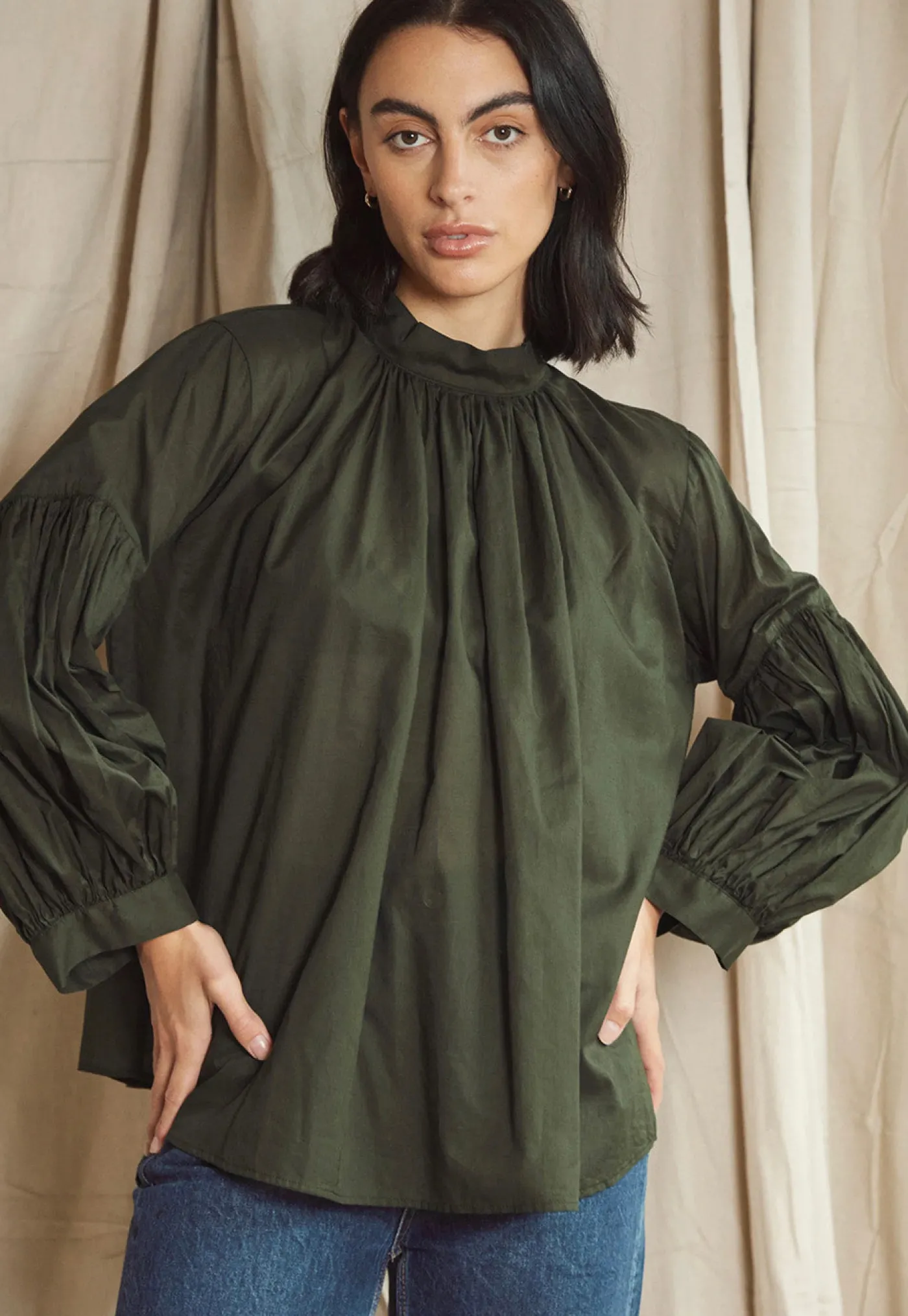 long_preacher_top__jungle_1.webp Sale Long Preacher Top - Jungle Cotton Voile Women Tops & Tees